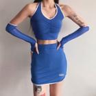 Contrast Trim Tank Top / Arm Sleeves / Pencil Skirt / Set