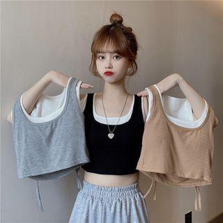 Color Panel Mock Two-piece Tank Top