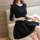 Contrast Trim 3/4 Sleeve Knit Dress