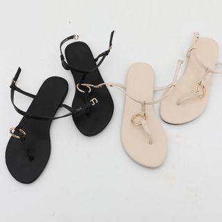 Toe-loop Metallic-detail Sandals