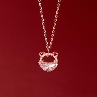 Tiger Rhinestone Pendant Sterling Silver Necklace