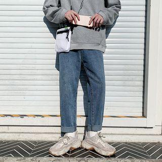 Appliqu  Washed Straight-leg Jeans