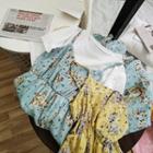 Set: Plain Short-sleeve T-shirt + Floral Print Spaghetti Strap Dress