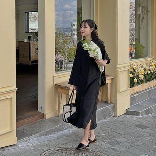Set: Oversize Shirt + Adjustable-strap Ling Slipdress