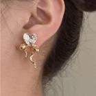 Heart Faux Crystal Alloy Earring 1 Pair - Gold - One Size