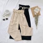 Drawstring Waist Plain Pants