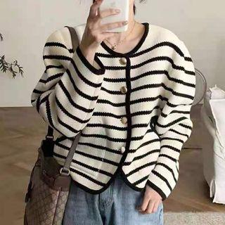 Striped Single-breasted Cardigan