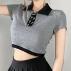 Short-sleeve Metal Accent Slim Fit Polo Shirt