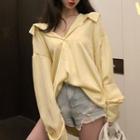 Long-sleeve Open Back Shirt Yellow - One Size