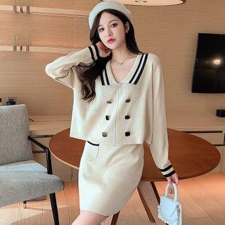 Set: Double Breasted Sweater + Knit Skirt