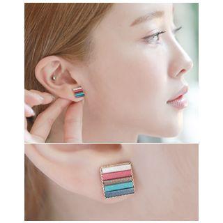 Color-block Square Stud Earrings