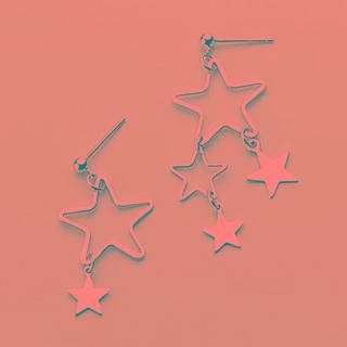 Star Drop 925 Sterling Silver Earring 1 Pair - As Shown In Figure - One Size