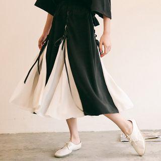 Lace-up Midi Chiffon Skirt
