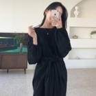 Tie-waist Midi Pullover Dress