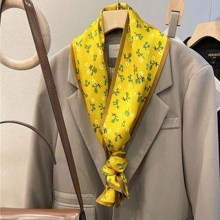 Flower Silk Scarf Yellow - One Size