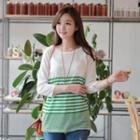 3/4-sleeve Striped Knit Top