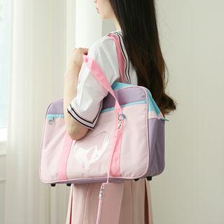 Color-block Bowling Bag & Pouch Pink - One Size