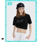 Rhinestone-letter Slim-fit T-shirt