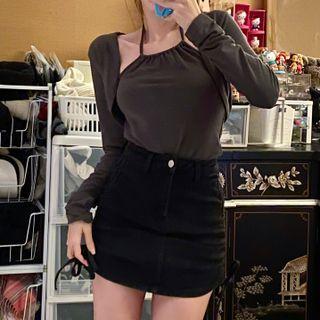 Camisole Top / Shrug / Drawstring Denim Pencil Skirt / Set