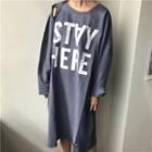 Long-sleeve Cut Out Lettering T-shirt Dress