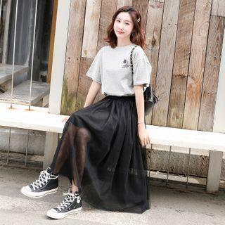 Midi A-line Mesh Skirt / Set