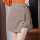 Zip Detail Asymmetrical A-line Skirt