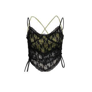 Mock Two-piece Strappy Lace Camisole Top