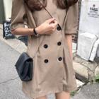 Puff-sleeve Double-breasted Mini Dress