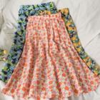 Elastic High-waist Printed Midi Skirt In 7 Colors