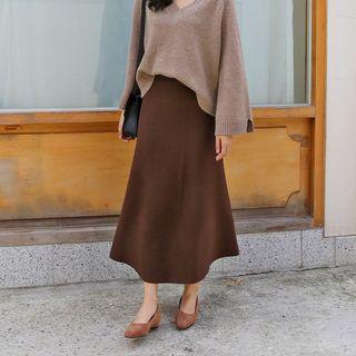 A-line Long Knit Skirt