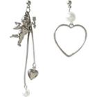 Non-matching Cupids Heart & Cross Dangle Earring