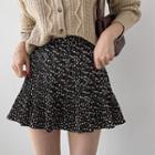 Inset Shorts Patterned Pleated Miniskirt