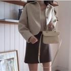 Single-breasted Jacket / A-line Mini Skirt / V-neck Sweater
