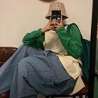 Color-block Print Long-sleeve T-shirt