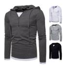 Mock Two-piece Hooded Long-sleeve T-shirt