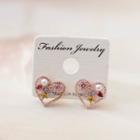 Rhinestone Heart Earrings Pink - One Size
