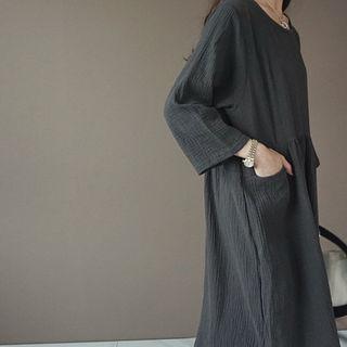 Shirred-waist Boxy-fit Long Dress