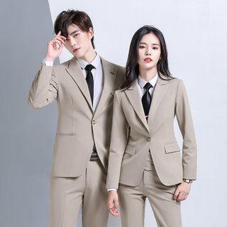 Couple Matching Single-button Blazer / Single-breasted Vest / Plain Shirt / Dress Pants / Set