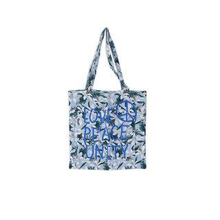 Lettering Floral Pattern Shopper Bag