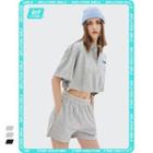 Reflection Drawstring-hem Cropped Polo Shirt