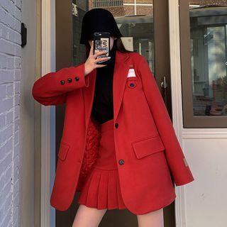Tag Blazer / High-waist Mini Skirt
