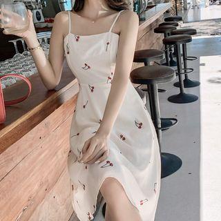 Spaghetti Strap Cherry Print Dress