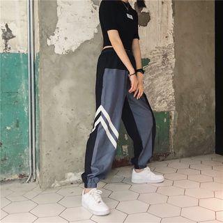 Colored Panel Cropped Harem Pants