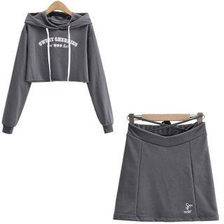 Lettering Hoodie / Mini Skirt / Set