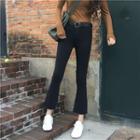 Plain Slim-fit Cropped Boot-cut Jeans
