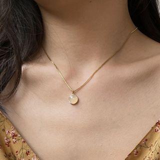 Faux Cat Eye Stone Pendant Stainless Steel Necklace