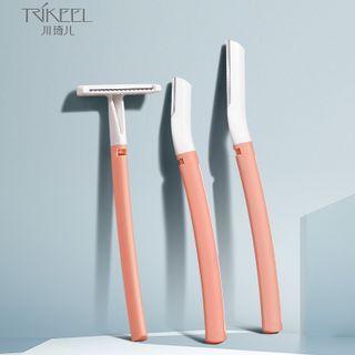 Stainless Steel Eyebrow Razor / Replacement Blade / Set 4 Pcs - 1 Handle & 3 Blades - Orange - One Size