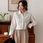 Drop-shoulder Crop Shirt