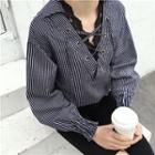 Lace-up Striped Blouse
