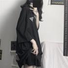 Elbow-sleeve Logo Print T-shirt